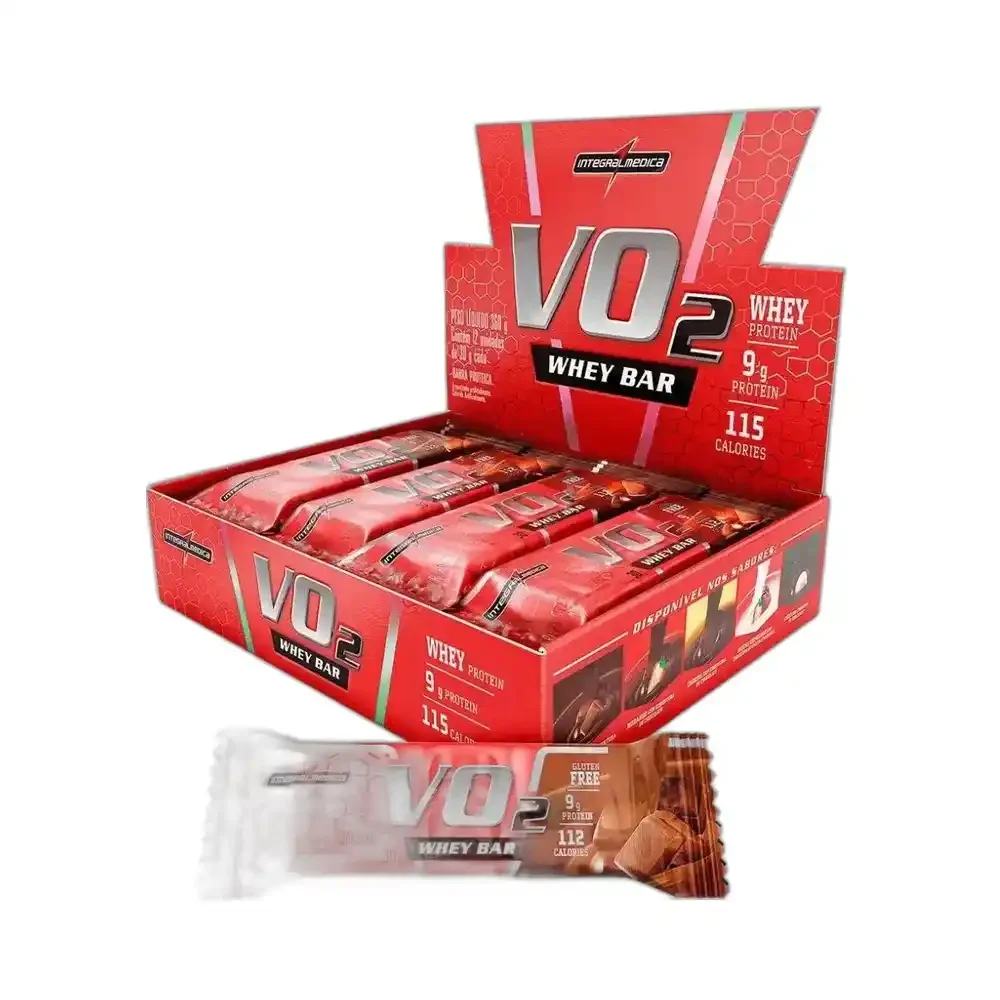 Vo2 Protein Bar chocolate Caixa com 12 Integralmédica, 12 × 30 g — embalagem