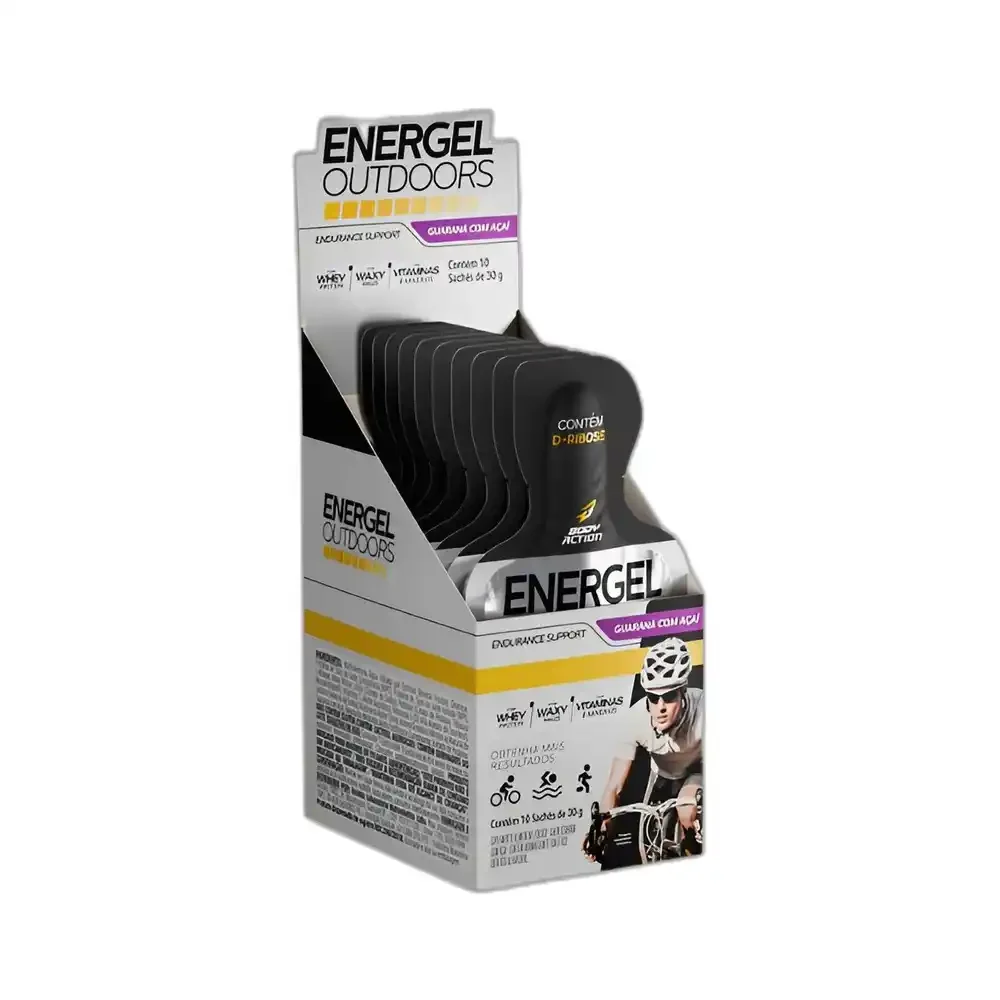 Energel Outdoors Gua/açaí Body Action, 10 × 30 g — embalagem