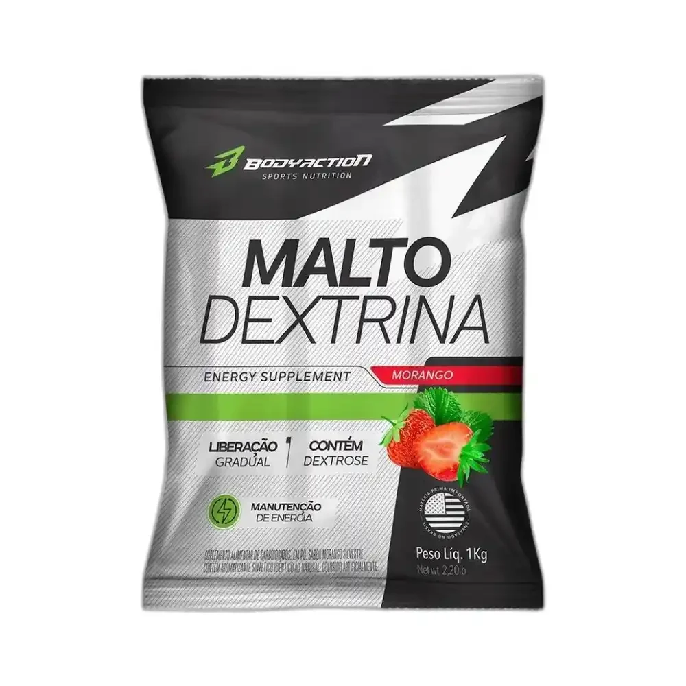 Maltodextrina morango Silvestre Body Action, 1 kg — embalagem
