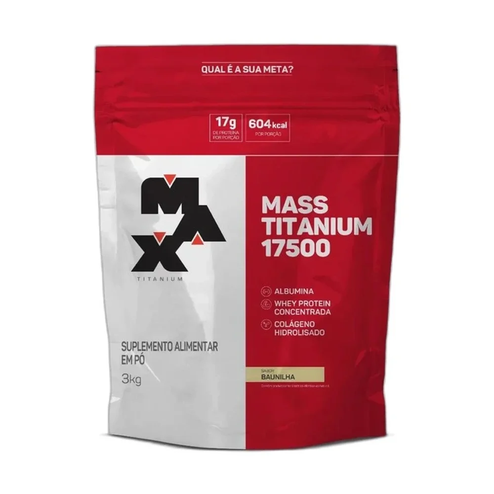 Mass Titanium Refil baunilha 3 kg Max Titanium — embalagem
