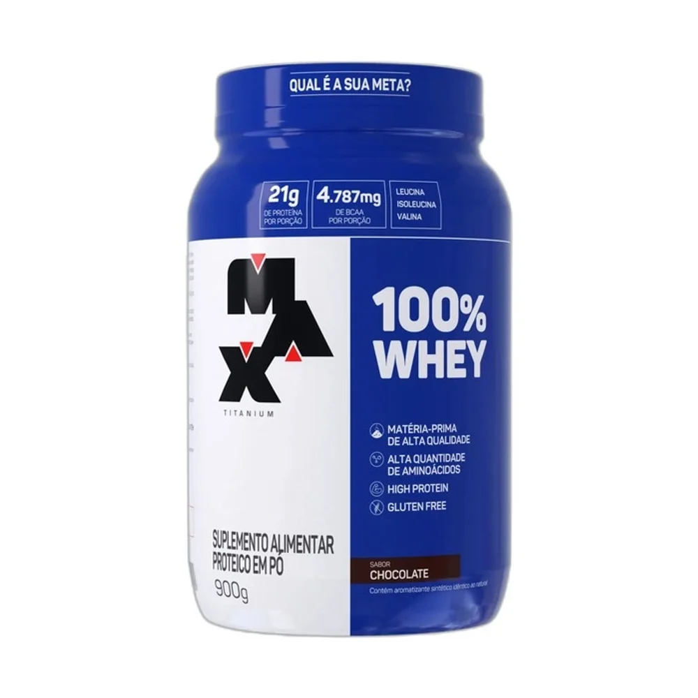 100% Whey chocolate Max Titanium, 900 g — embalagem
