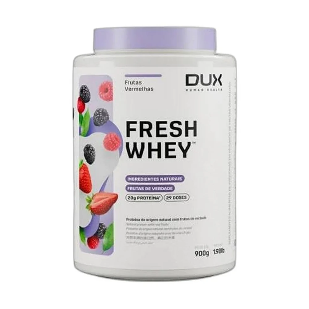 Fresh Whey frutas vermelhas 900 g DUX — embalagem