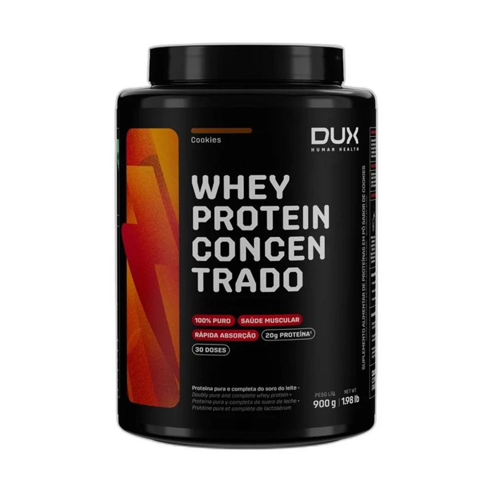 Whey Protein Concentrado Cookies 900 g DUX — embalagem