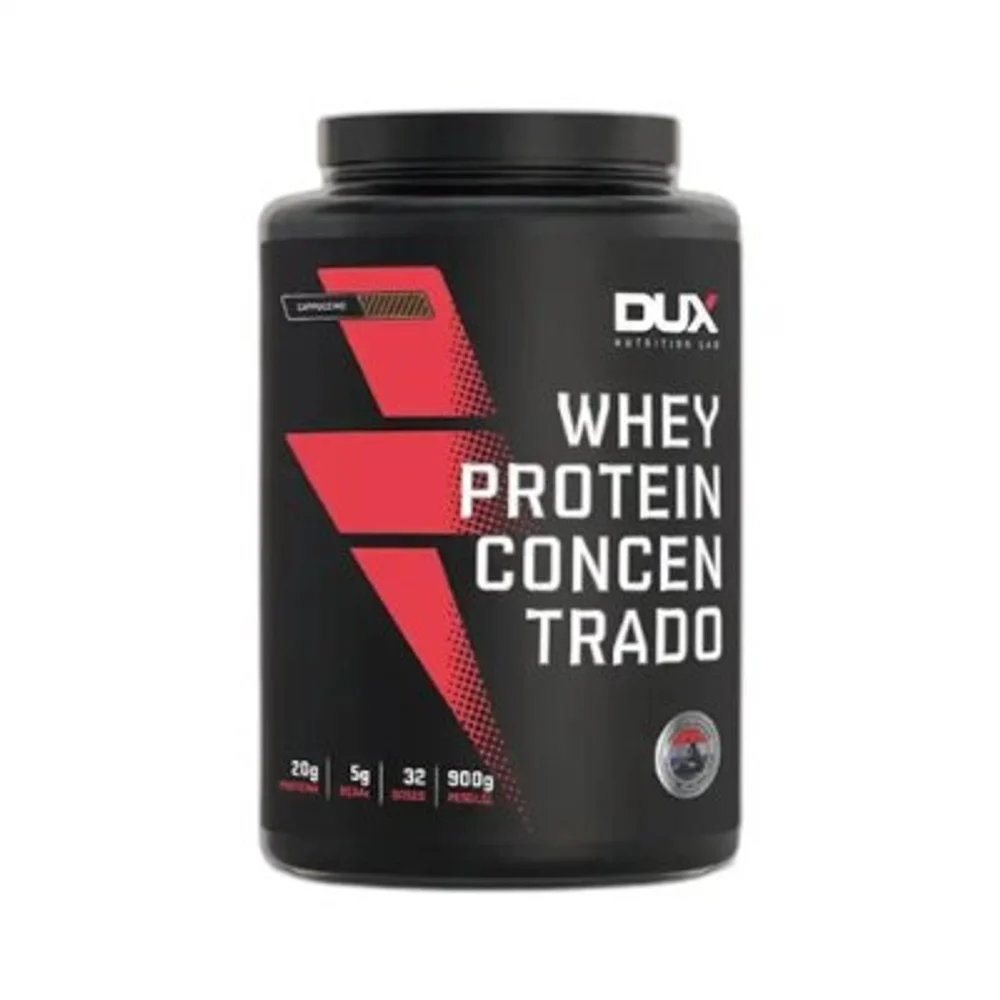 Whey Protein Concentrado Cappuccino 900 g DUX — embalagem