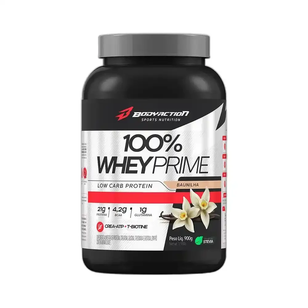 100% Whey Prime baunilha Body Action, 900 g — embalagem