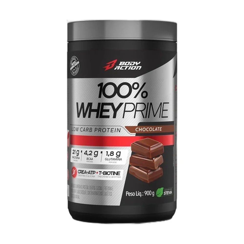 100% Whey Prime chocolate Body Action, 900 g — embalagem