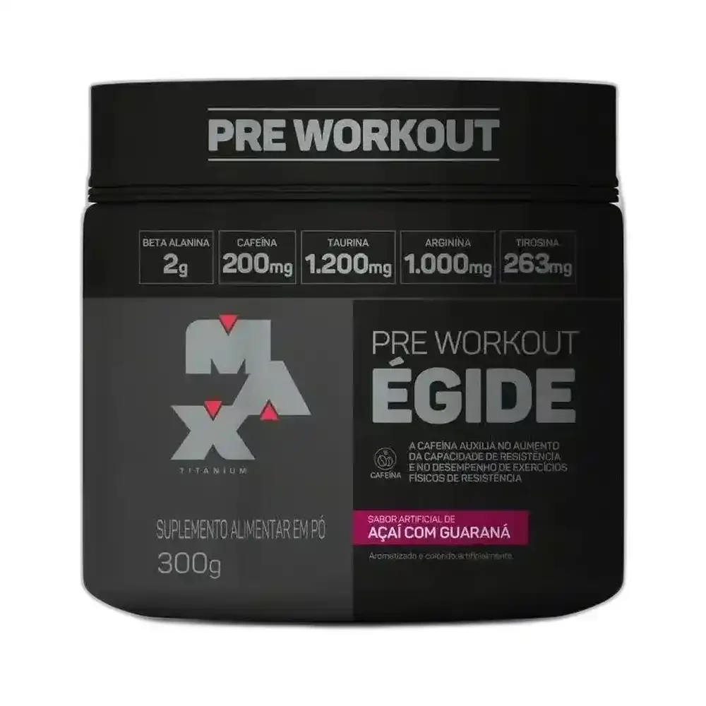 Egide açaí com guaraná 300 g Max Titanium — embalagem
