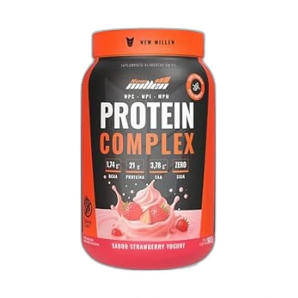 Protein Complex Iogurte de morango New Millen, 900 g — embalagem