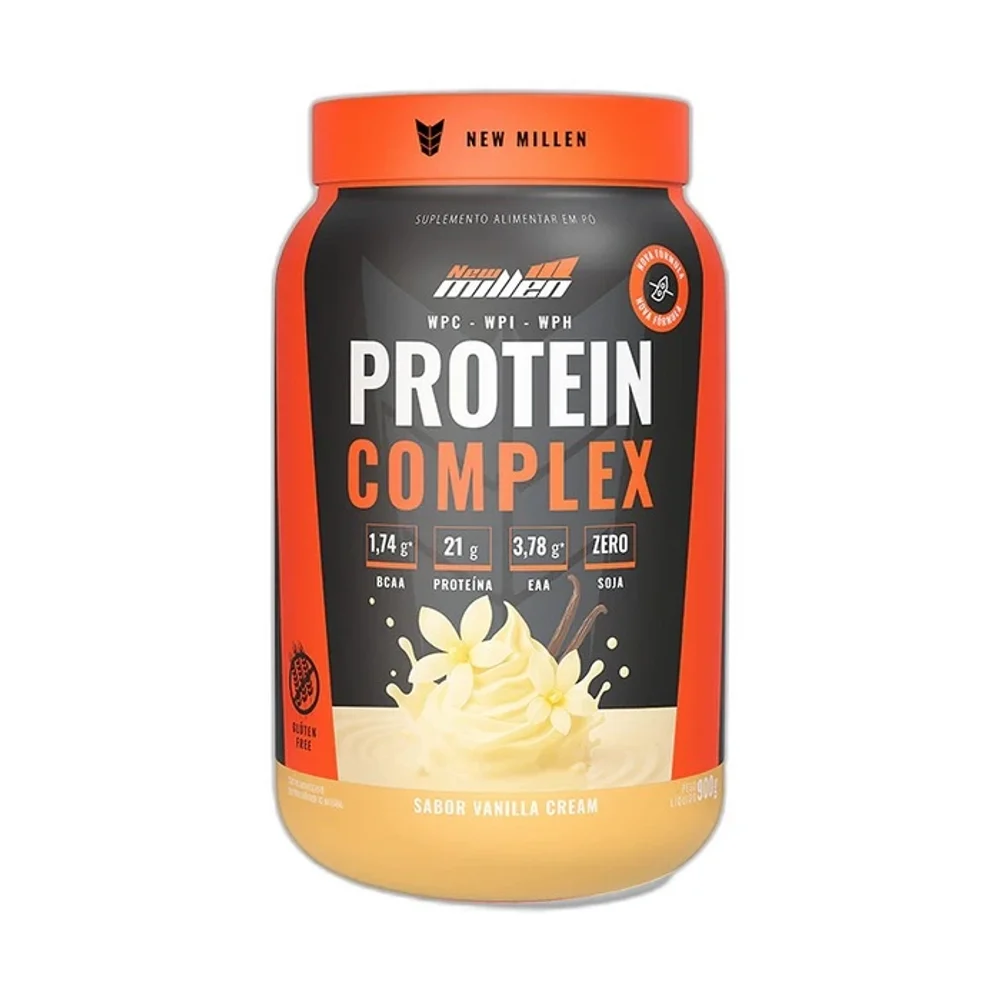 Protein Complex baunilha 900 g New Millen — embalagem