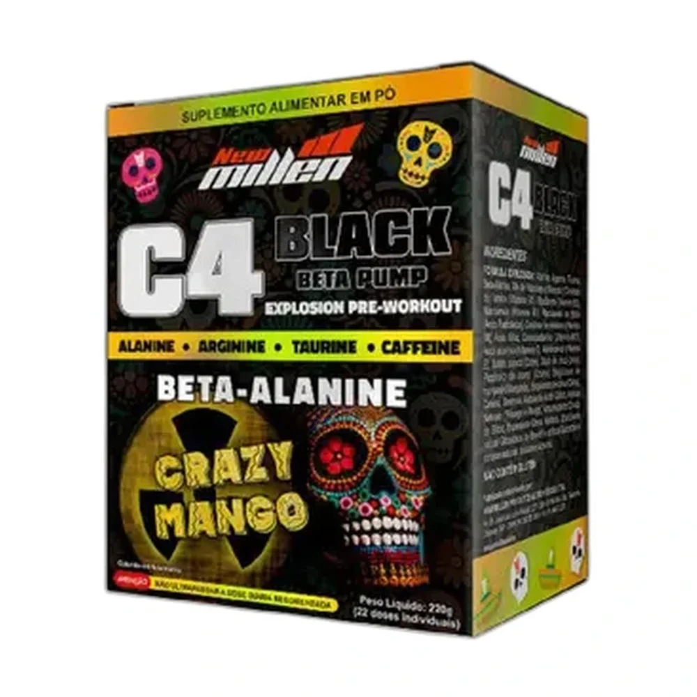 C4 Black Explosion Crazy Mango New Millen, 22 sachês — embalagem