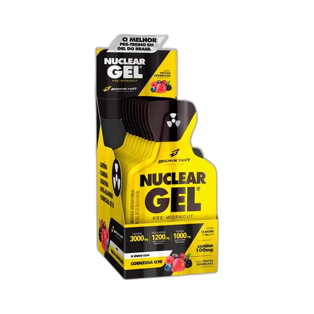 Nuclear Rush Gel frutas vermelhas Body Action, 10 × 25 g — embalagem