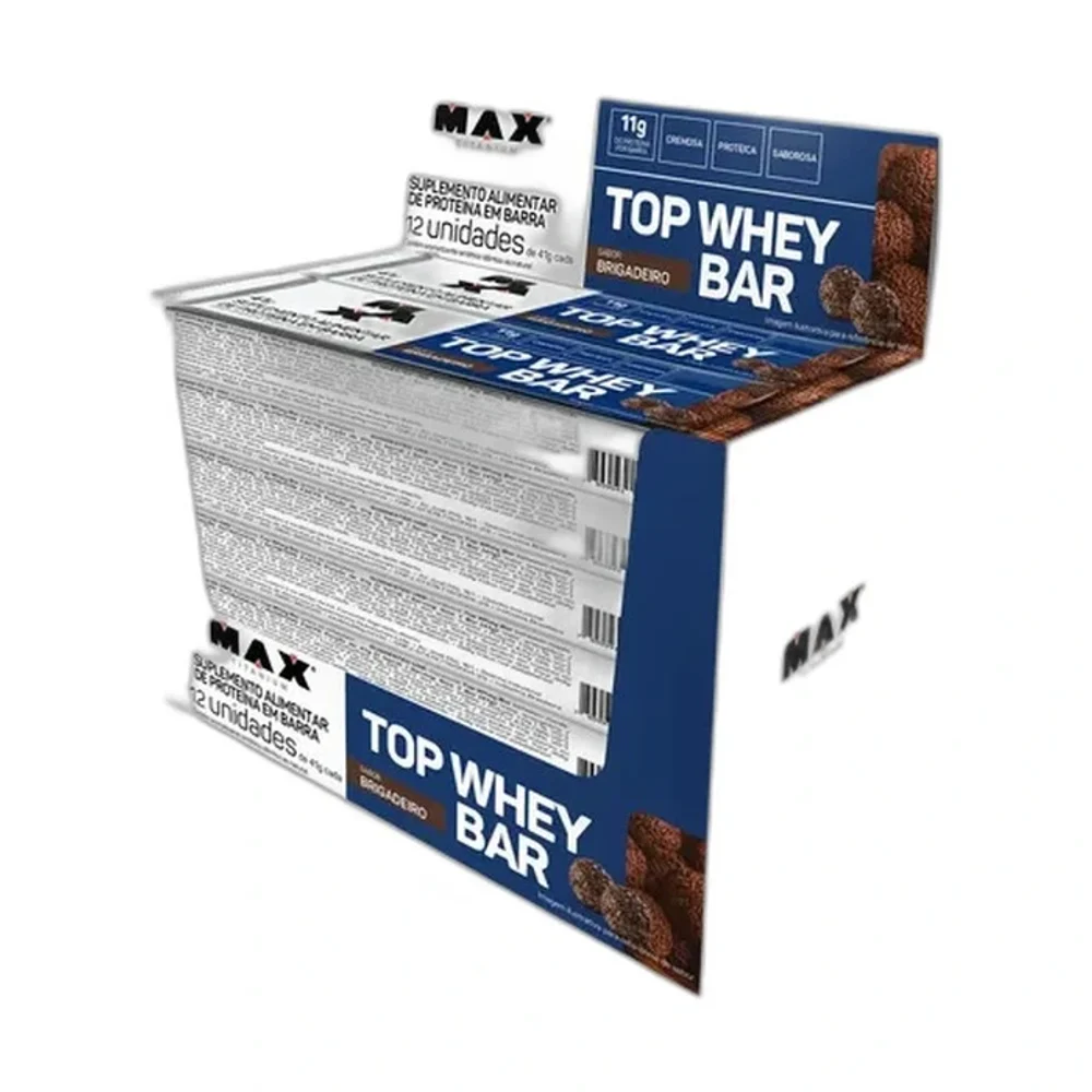 Top Whey Bar Brigadeiro Max Titanium, 12 × 41 g — embalagem