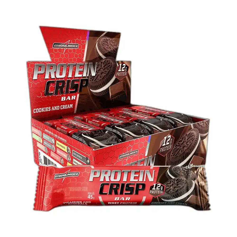 Crisp Bar Cookies And Cream Integralmédica, 12 × 45 g — embalagem