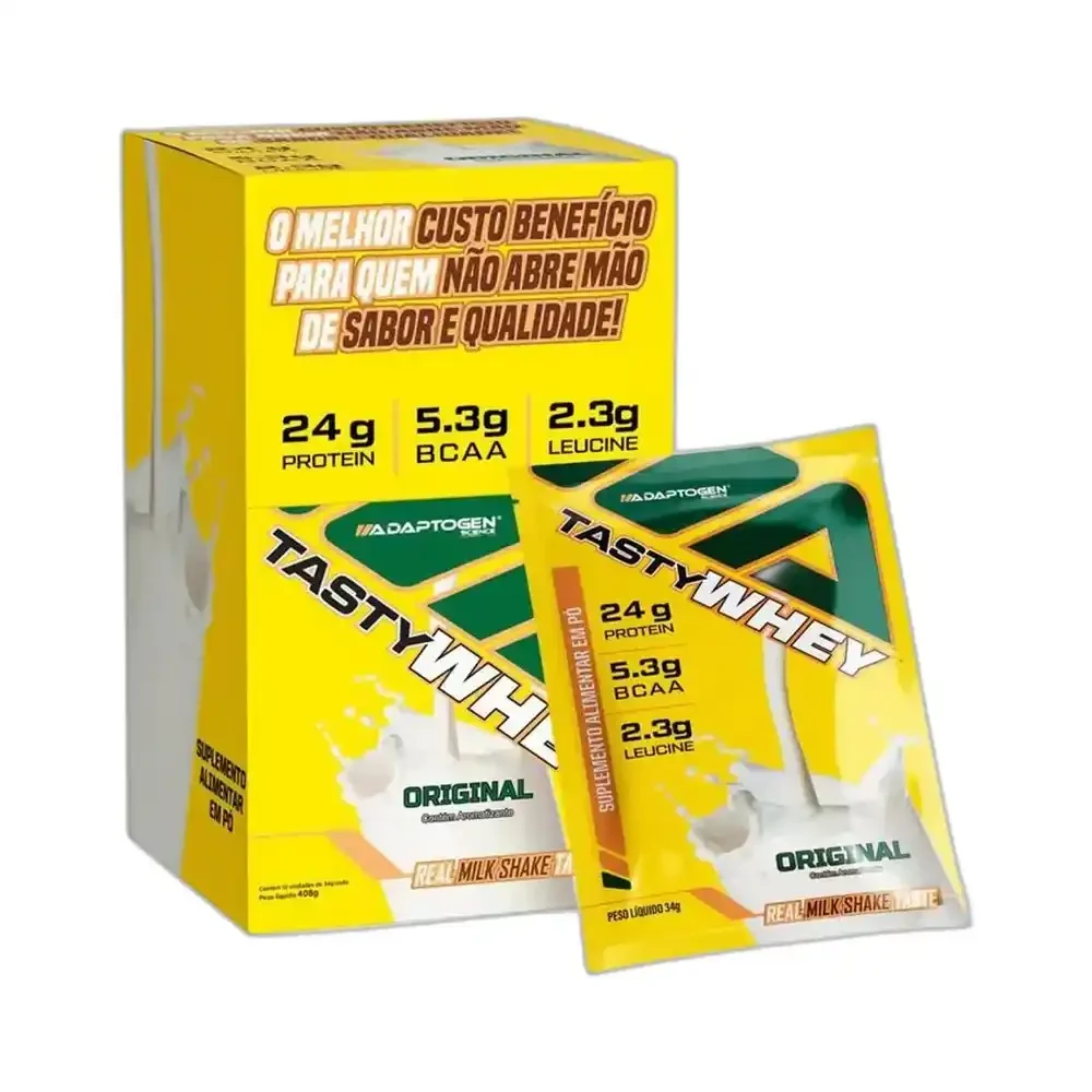 Packet Tasty Whey Original Adaptogen, 12 × 34 g — embalagem