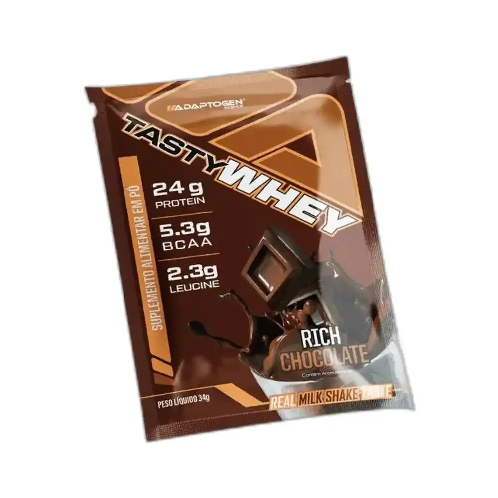 Tasty Whey sachê chocolate Suico 36 g Adaptogen — embalagem