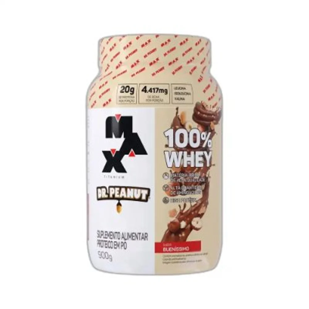 100% Whey Dr. Peanut Buenissimo Max Titanium, 900 g — embalagem