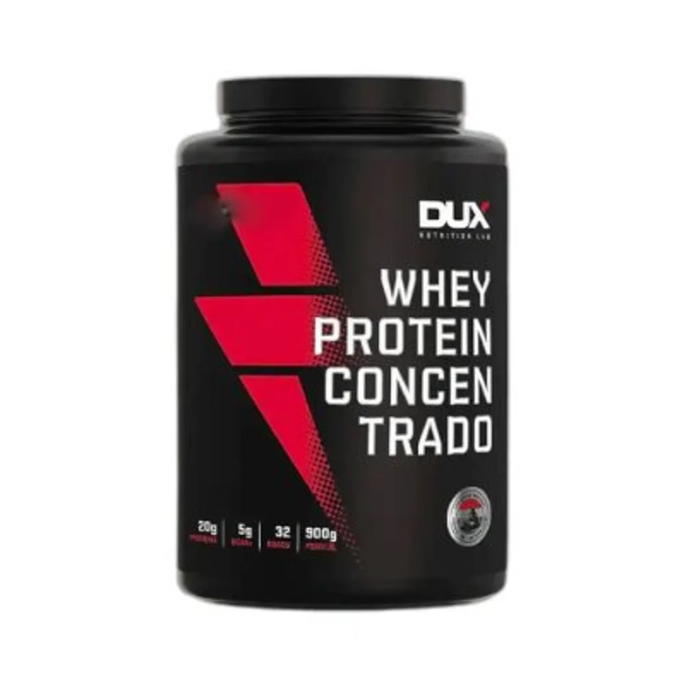 Whey Protein Concentrado chocolate branco 900 g DUX — embalagem