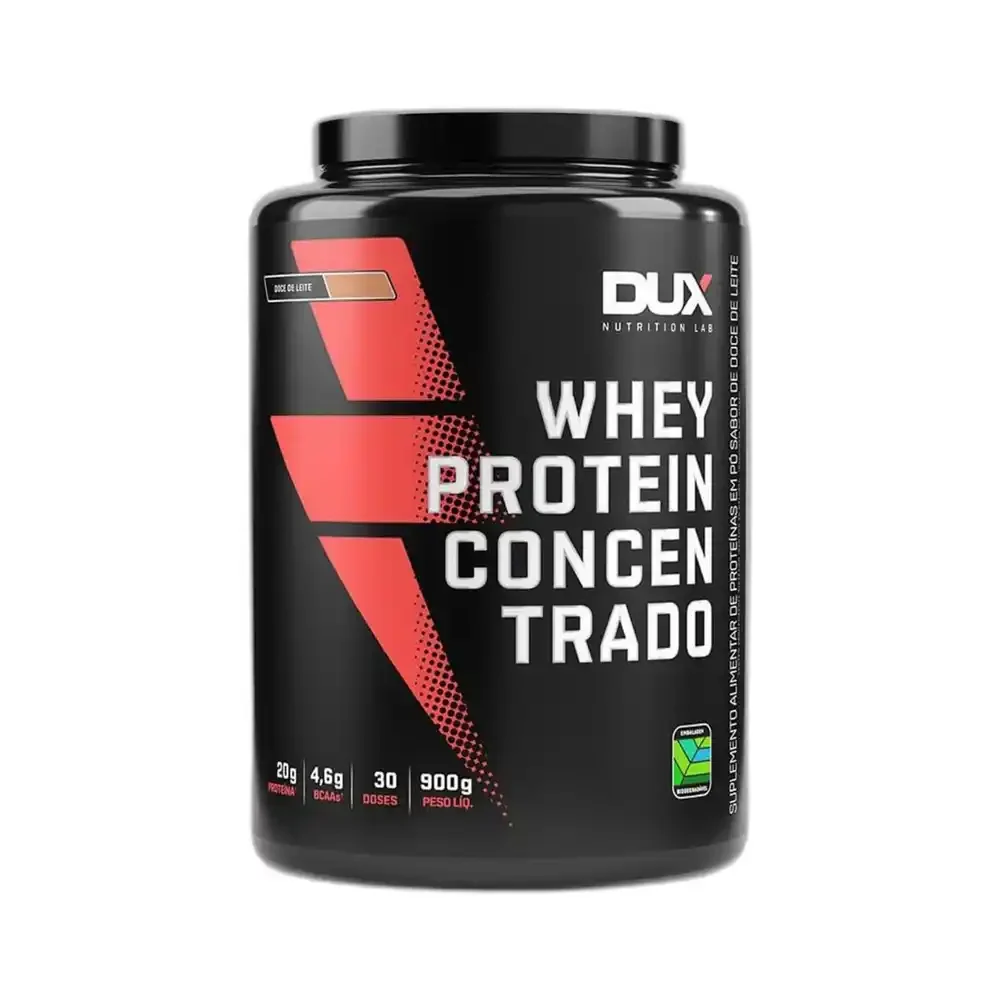 Whey Protein Concentrado doce de leite 900 g DUX — embalagem