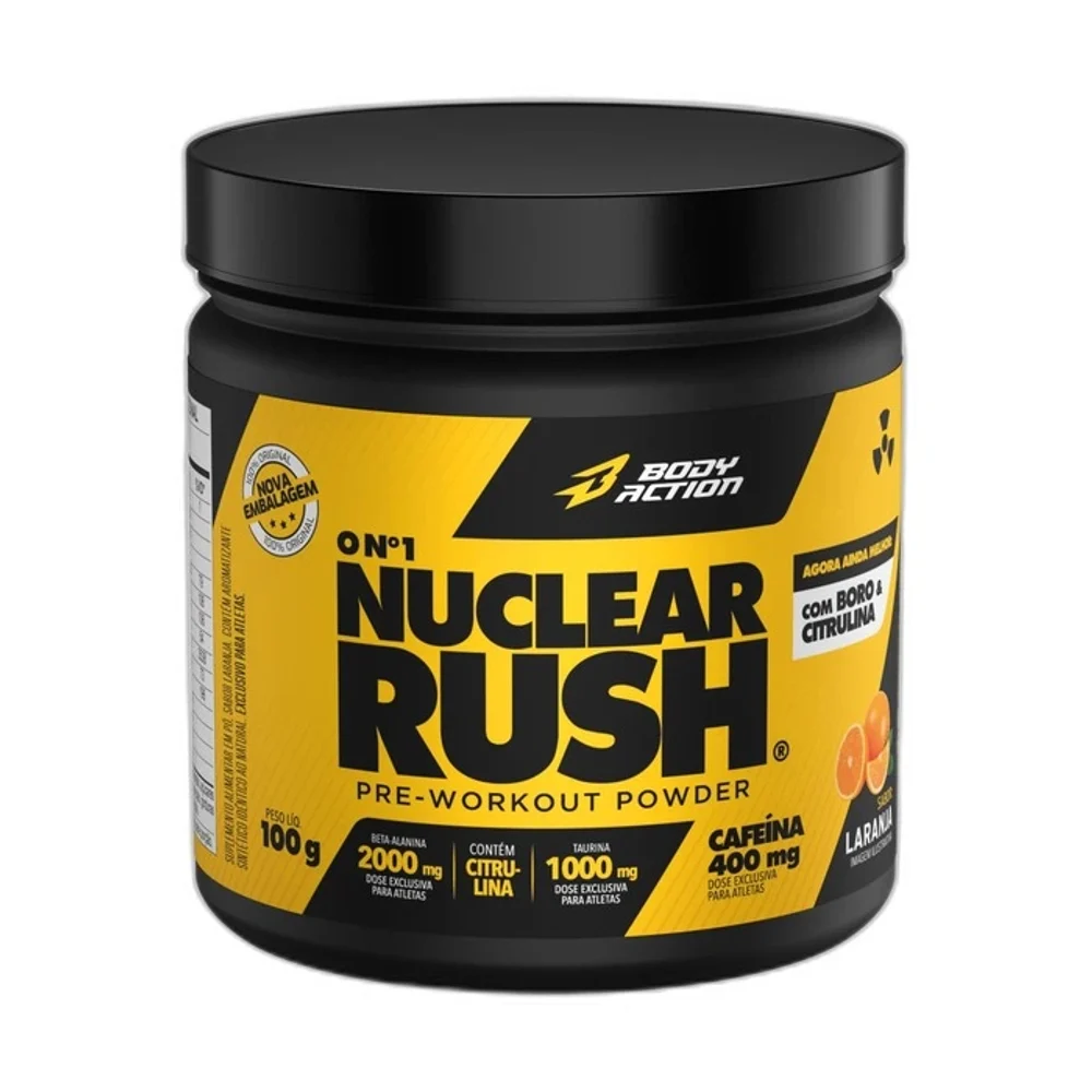 Nuclear Rush laranja 100 g Body Action — embalagem