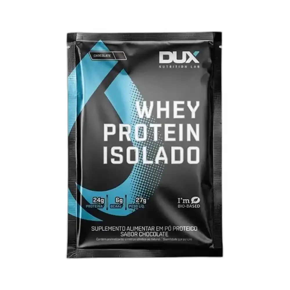 Whey Protein Isolado chocolate DUX — embalagem