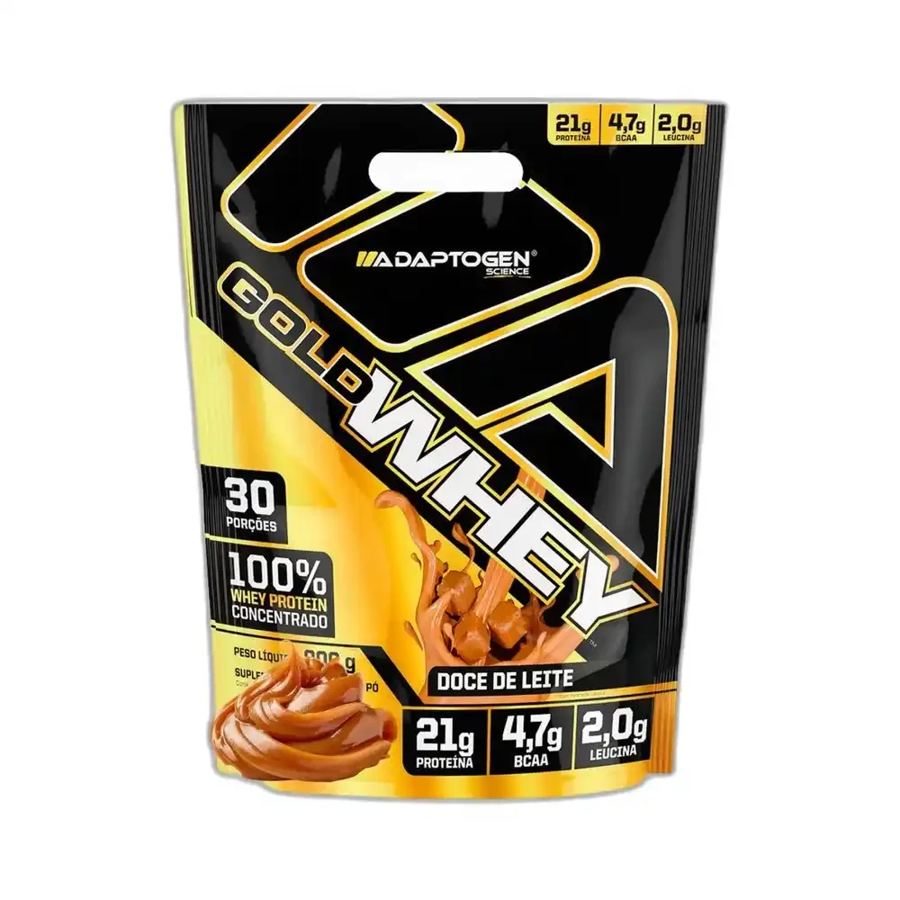 Gold Whey Refil Dulce de Leche Bag Adaptogen, 900 g — embalagem