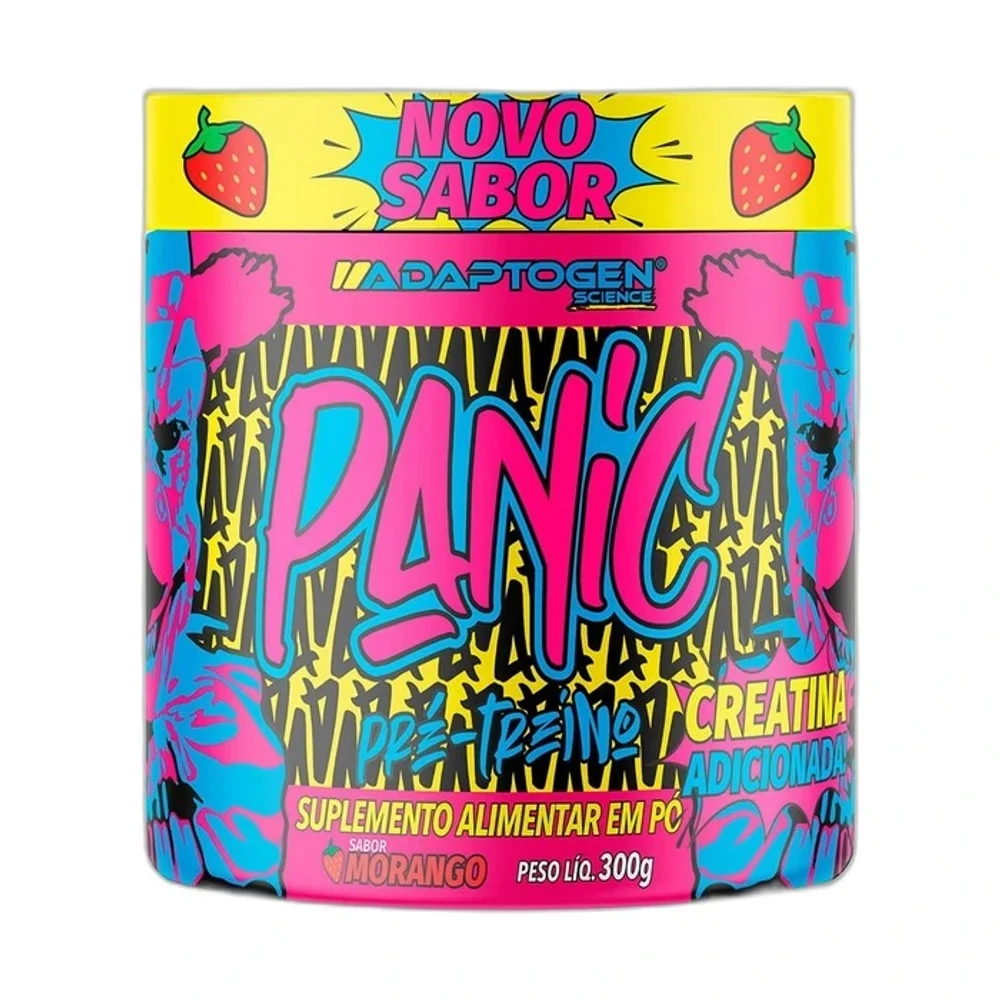 Panic pré Workout morango 300 g Adaptogen — embalagem
