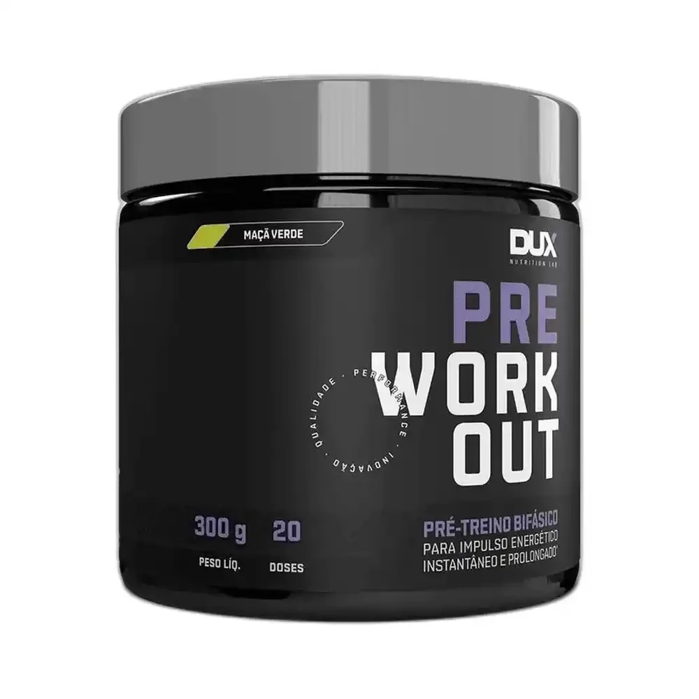 Pré-Workout Original maçã Verde DUX, 300 g — embalagem