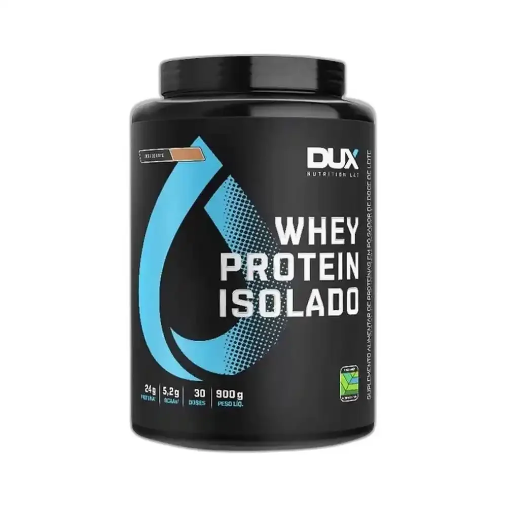 Whey Protein Isolado doce de leite 900 g DUX — embalagem