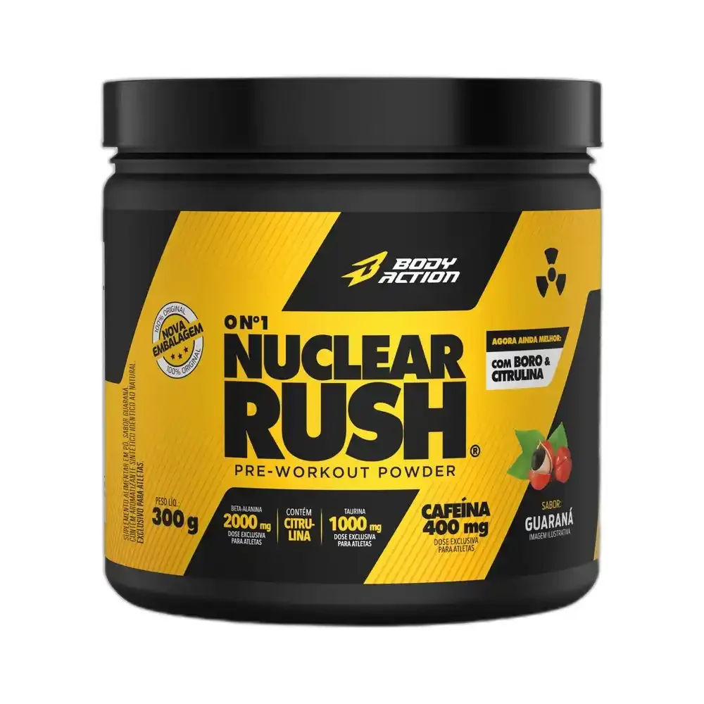Nuclear Rush guaraná 300 g Body Action — embalagem