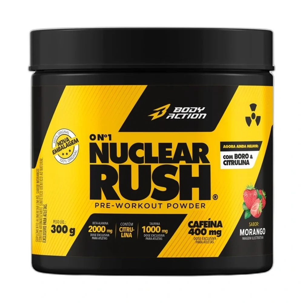 Nuclear Rush morango 300 g Body Action — embalagem