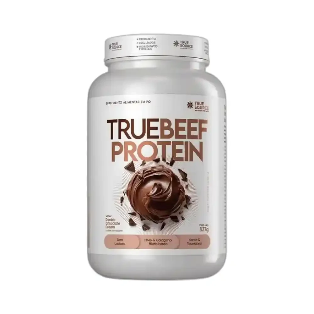 True Beef Protein Double chocolate 837 g True Source — embalagem