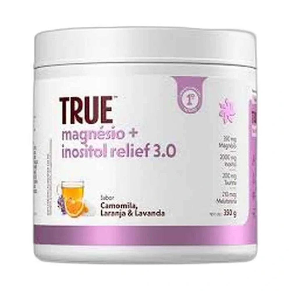 True magnésio com inositol Camomila.laranja e Lavanda 350 g True Source — embalagem