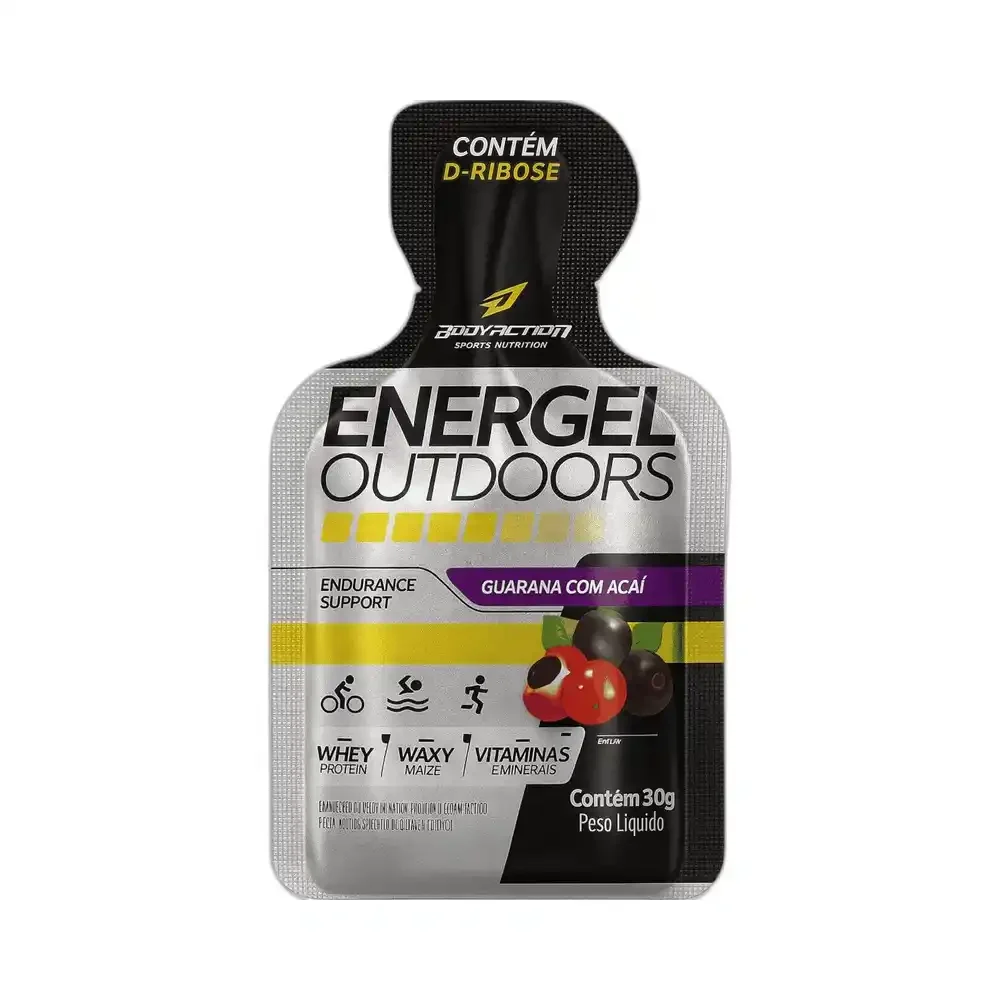Energel Outdoors guaraná com açaí Body Action, 30 g — embalagem