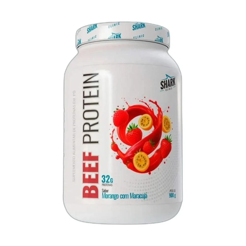 Shark Whey Beef morango com maracujá 900 g Shark Pro — embalagem