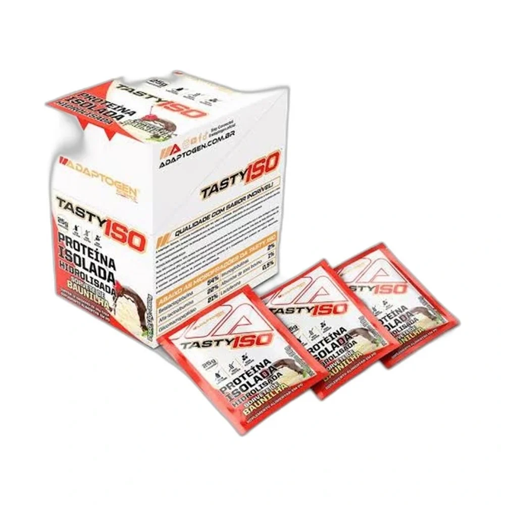 Packet Tasty Iso Sorvete de baunilha 12x30g Adaptogen, 12 × 30 g — embalagem