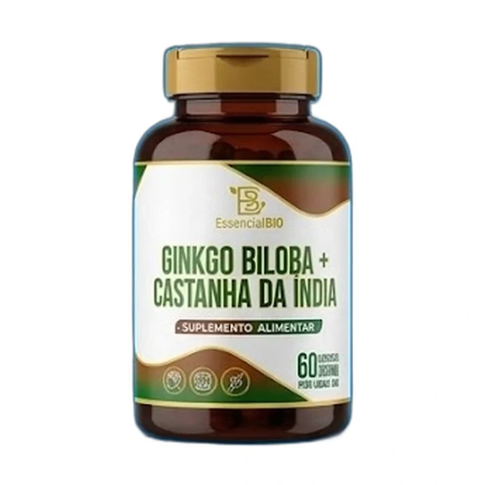 Ginkgo Biloba + Castanha 500 mg Essencial Bio, 60 cápsulas — embalagem