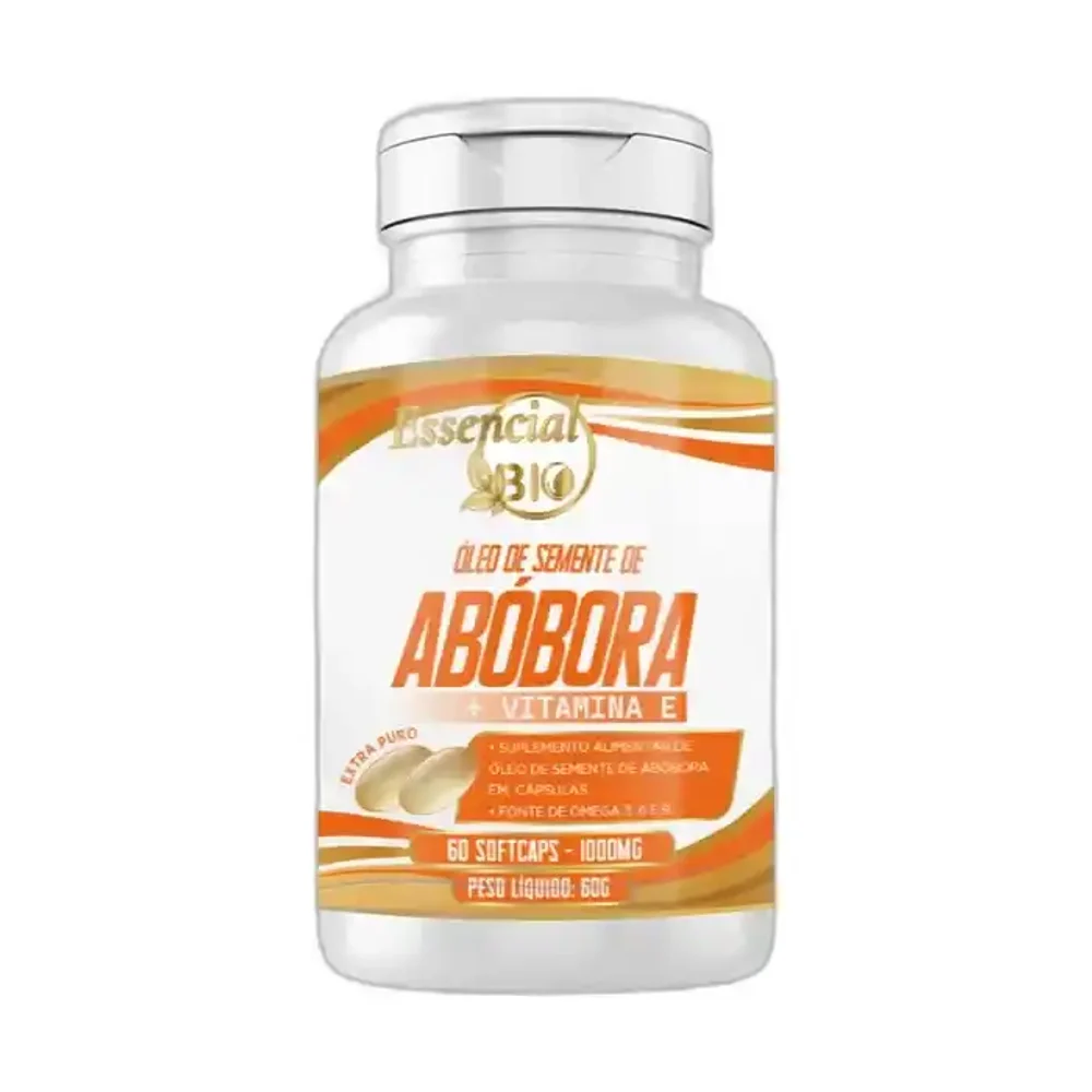Óleo de Semente de abóbora+Vit. e 1000 mg Essencial Bio, 60 cápsulas — embalagem