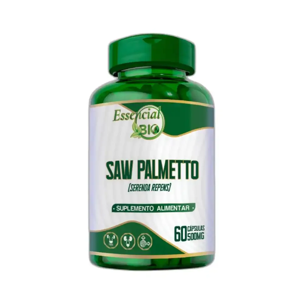 Saw Palmetto 500 mg Essencial Bio, 60 cápsulas — embalagem