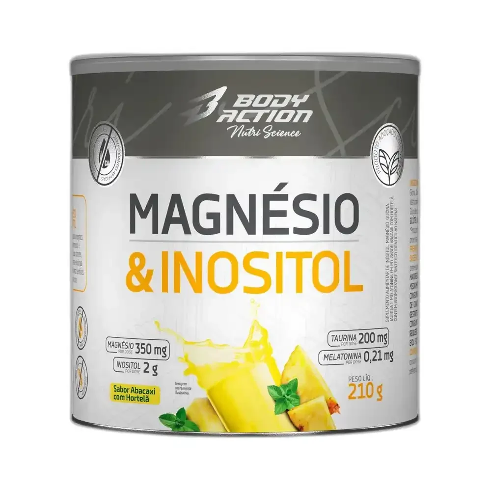 Magnésio inositol 210 g Abacaxi com hortelã Body Action — embalagem