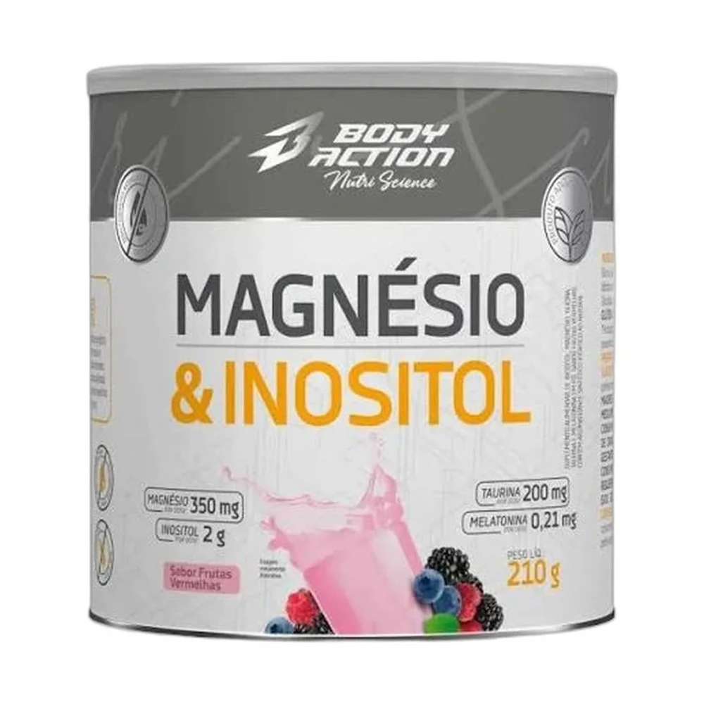 Magnésio inositol 210 g frutas vermelhas Body Action — embalagem