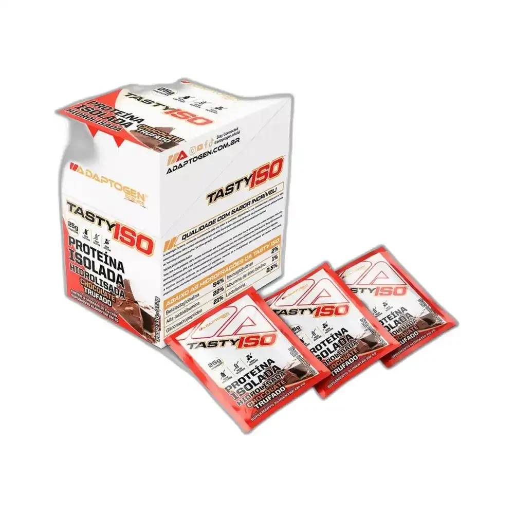 Packet Tasty Iso chocolate Trufado 12x30g Adaptogen, 12 × 30 g — embalagem