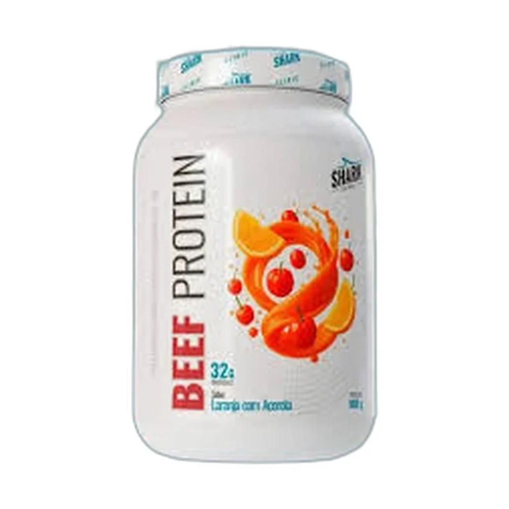 Shark Whey Beef laranja com Acelrola 900 g Shark Pro — embalagem