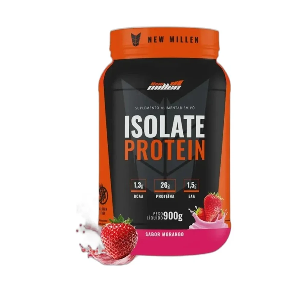 New Millen Isolate Protein morango 900 g — embalagem
