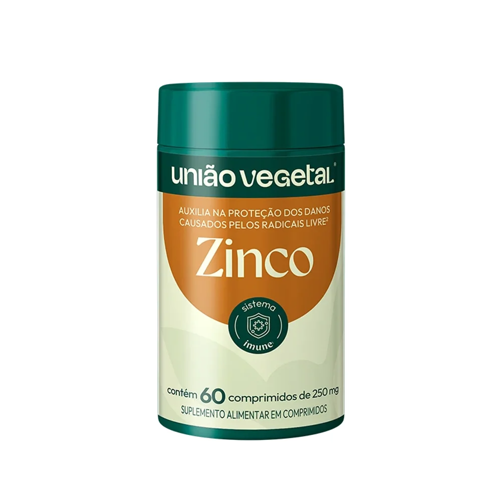 Zinco União Vegetal 60 comprimidos — embalagem