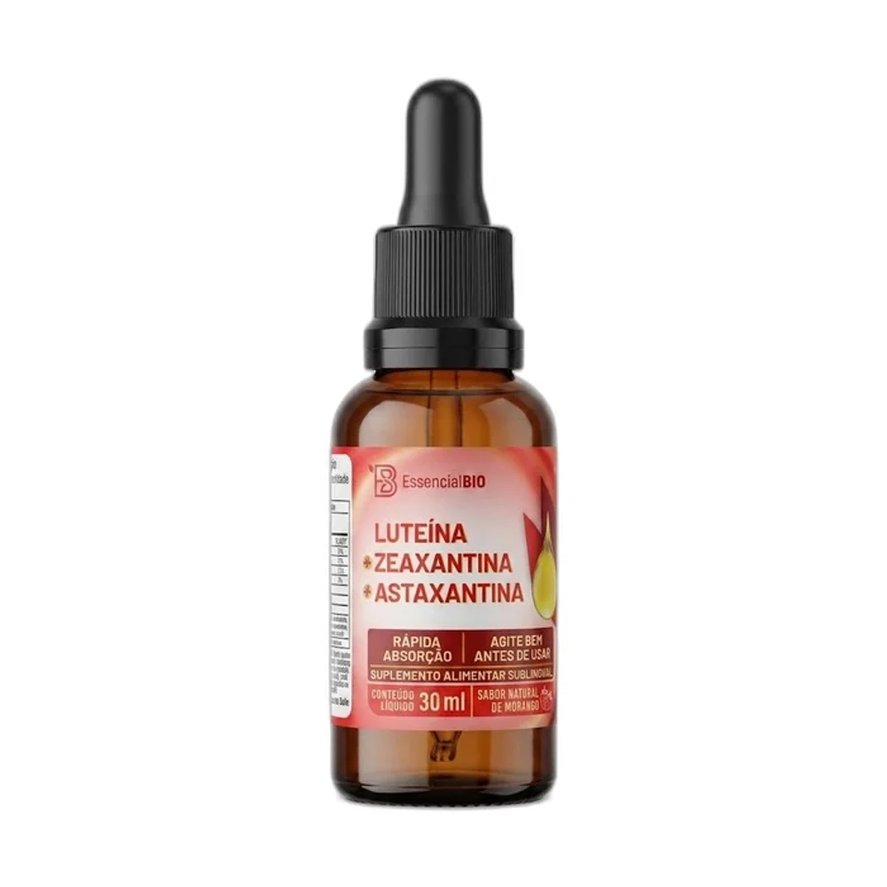 Extrato de Luteina+Zeaxantina morango Essencial Bio, 30 ml — embalagem