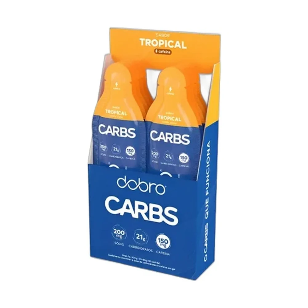 Dobro Carbs Gel Tropical com cafeína, 10 × 30 g — embalagem