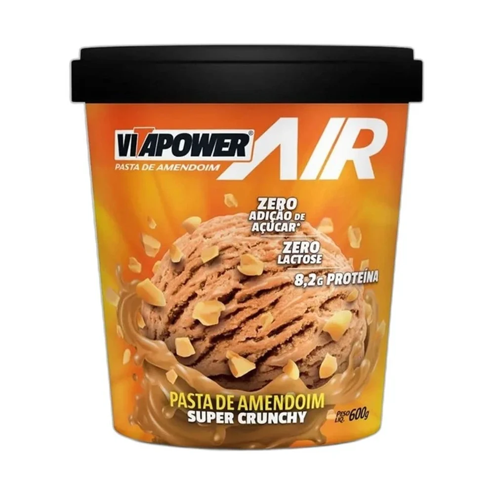 Pasta de amendoim Super Crunchy Vitapower, 600 g — embalagem