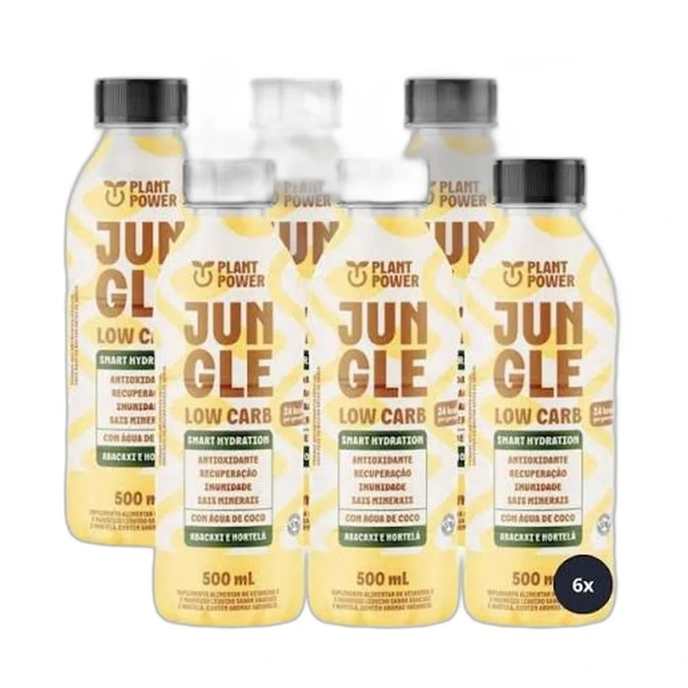 Fardo Plant Power Jungle Low Carb Abacaxi e hortelã 6x500ml, 6 × 500 ml — embalagem