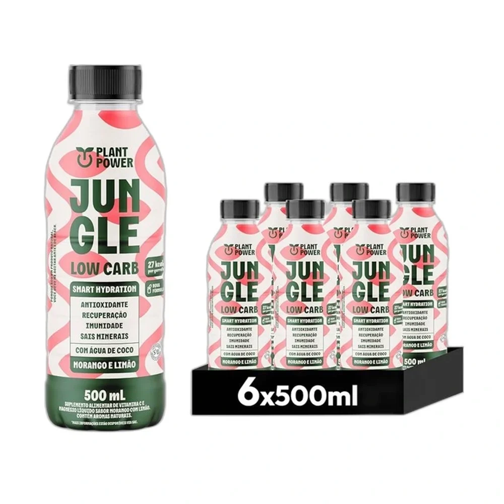 Fardo Plant Power Jungle Low Carb morango e limão 6x500ml, 6 × 500 ml — embalagem