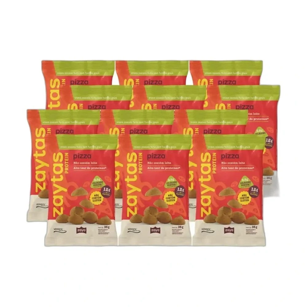 Biscoito Zaya Protein Pizza 12x35g, 12 × 35 g — embalagem
